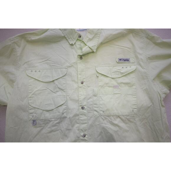 Columbia PFG Vented Fishing Shirt Light Green Performance Camp Shirt Mens Large - Picture 7 of 13